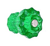 Forest Green Fluted Glass Knob - 1-1/4" Diameter - Medium