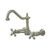 Heritage Wall Mount Bridge Kitchen Faucet -  Brushed Nickel