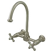 Restoration Wall Mount Bridge Kitchen Faucet -  Brushed Nickel