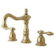 Heritage Widespread Sink Faucet - Metal Lever Handles - Polished Brass