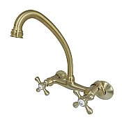 Kingston Brass Adjustable Center Wall Mount Kitchen Faucet - Brushed Brass