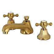 Kingston Brass Widespread Lavatory Faucet - Metal Cross Handles - Satin Brass
