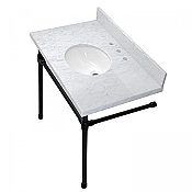 Kingston Brass Dreyfuss 36" Carrara Marble Vanity Top with Stainless Steel Legs - Matte Black