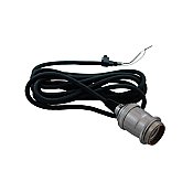 Polished Nickel Pendant Ceiling Fixture Kit with Black Rayon Wire and Keyless Socket