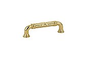 Estate Ribbon & Reed Pull - 3-1/2" on center - Unlacquered Polished Brass