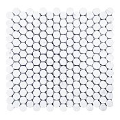 Honed Marble Mosaic 3/4" Penny Tile - 1 Sq. Ft.  Sheet - Carrara White - *Quick Ship*