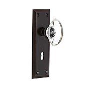 Complete Door Set - Featuring New York Plate with Oval Clear Crystal Knob