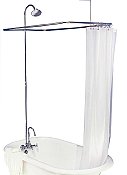 Solid Brass Leg Tub Shower Enclosure Set, 57" x 31" - with Faucet, Riser, & Shower Head - Polished Chrome