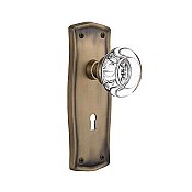 Complete Door Set - Featuring Prairie Plate with Round Clear Crystal Knob