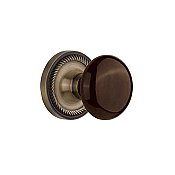 Complete Door Hardware Set - with Rope Rosette with Brown Porcelain Knob