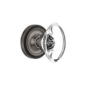 Complete Door Hardware Set - with Rope Rosette with Round Clear Crystal Knob