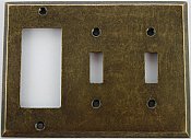 Aged Antique Brass Double Toggle/Single GFCI Switchplate