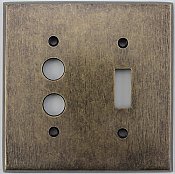 Aged Antique Brass Single Pushbutton/Single Toggle Switchplate