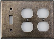 Aged Antique Brass Single Toggle/Double Duplex Switchplate