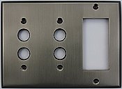 Antique Pewter Double Pushbutton/ Single GFCI Forged Switchplate