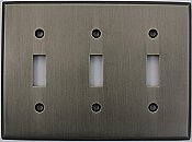 Antique Pewter Triple Toggle Forged Switchplate