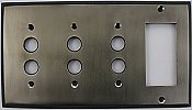 Antique Pewter Triple Pushbutton/ Single GFCI Forged Switchplate