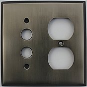 Antique Pewter Single Pushbutton/ Single Duplex Forged Switchplate