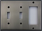 Antique Pewter Forged Double Toggle/Single GFCI Switchplate