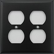 Matte Black Stamped Double Duplex Switchplate / Cover Plate