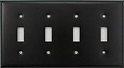 Matte Black Stamped Quad Toggle Switchplate / Cover Plate