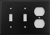 Matte Black Stamped Double Toggle / Single Duplex Switchplate / Cover Plate