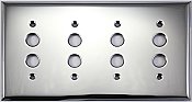 Polished Stainless Steel Stamped Quad Pushbutton Switchplate / Cover Plate