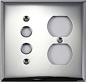 Polished Stainless Steel Stamped Pushbutton / Duplex Switchplate / Cover Plate
