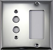 Polished Stainless Steel Stamped Pushbutton / GFCI Switchplate / Cover Plate