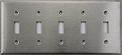 Satin Stainless Five Toggle  Switchplate