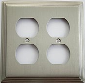 Deco Satin Nickel Double Duplex Forged Switchplate