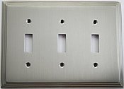 Deco Satin Nickel Triple Toggle Forged Switchplate