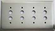 Deco Satin Nickel Quad Pushbutton Forged Switchplate