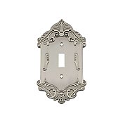 Solid Brass Victorian Switchplate - Satin Nickel - Single Toggle