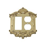 Solid Brass Victorian Switchplate - Polished Brass - Duplex/GFCI