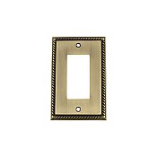Solid Brass Rope Switchplate - Antique Brass - Single GFCI