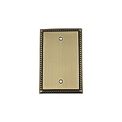Solid Brass Rope Switchplate - Antique Brass - Single Blank