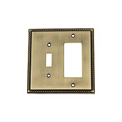 Solid Brass Rope Switchplate - Antique Brass - GFCI/Toggle