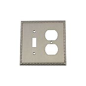 Solid Brass Egg & Dart Switchplate - Satin Nickel - Duplex/Toggle
