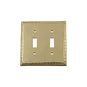 Solid Brass Egg & Dart Switchplate - Polished Brass - Double Toggle