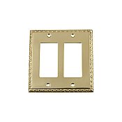 Solid Brass Egg & Dart Switchplate - Polished Brass - Double GFCI
