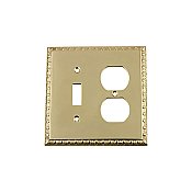 Solid Brass Egg & Dart Switchplate - Polished Brass - Duplex/Toggle