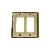 Solid Brass Egg & Dart Switchplate - Antique Brass - Double GFCI