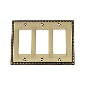 Solid Brass Egg & Dart Switchplate - Antique Brass - Triple GFCI