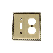 Solid Brass Egg & Dart Switchplate - Antique Brass - Duplex/Toggle