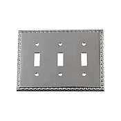 Solid Brass Egg & Dart Switchplate - Bright Chrome - Triple Toggle