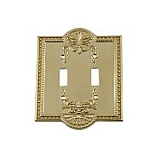 Solid Brass Meadows Switchplate - Polished Brass - Double Toggle