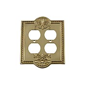Solid Brass Meadows Switchplate - Polished Brass - Double Duplex