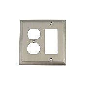 Solid Brass Deco Switchplate - Satin Nickel - Duplex/GFCI