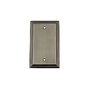 Solid Brass Deco Switchplate - Antique Pewter - Single Blank